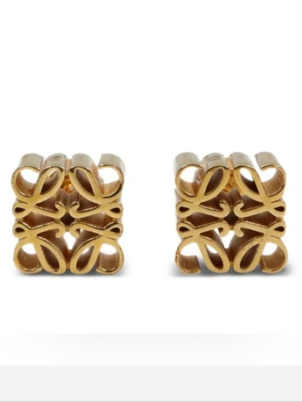 Loewe Anagram Cube Stud Earrings Gold-tone